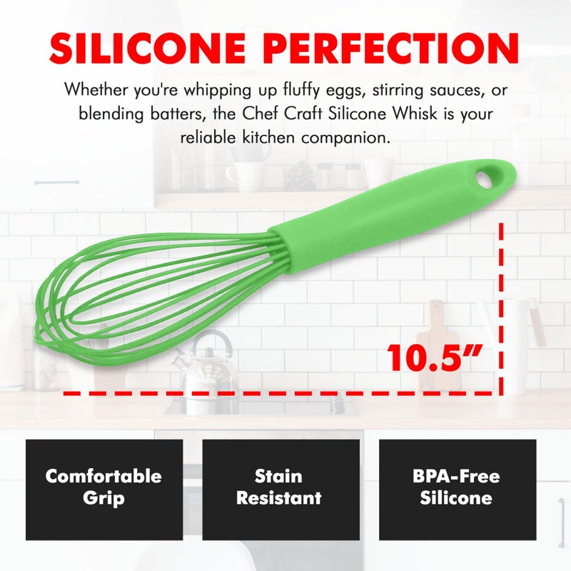 Chef Craft Premium Silicone Wire Cooking Whisk, 10.5 inch, Green - Image 4